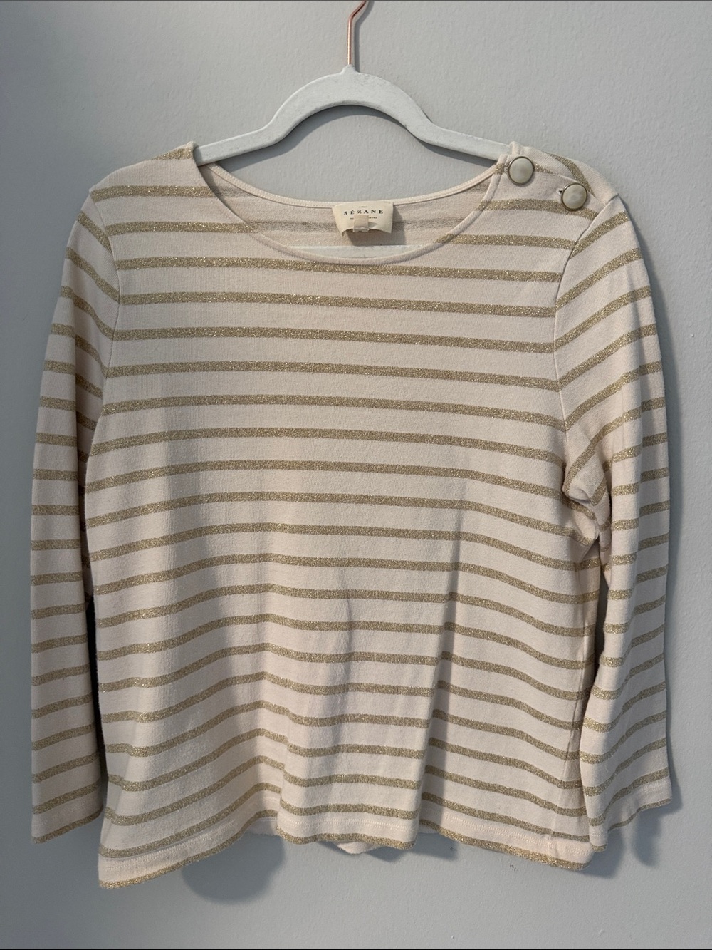 Sezane Colette Marinière Ecru / Doré - Size M